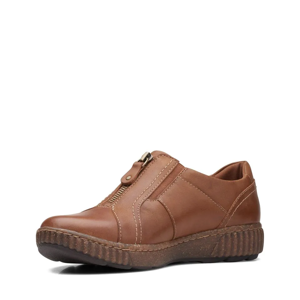 Clarks Women's Magnolia Zip Dark Tan Leather 26167481