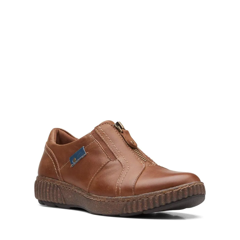 Clarks Women's Magnolia Zip Dark Tan Leather 26167481