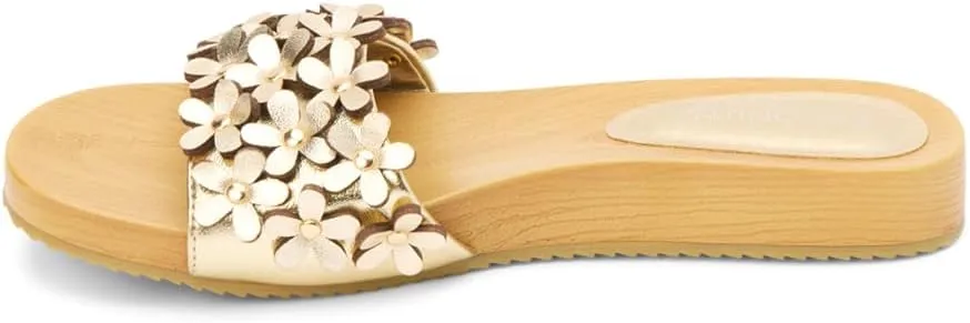 Coconuts by Matisse Womens Chelsea Metallic Floral Slide Casual Sandals Casual Low Heel 1-2" - Gold
