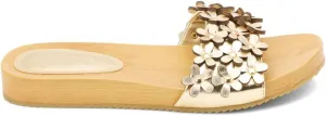 Coconuts by Matisse Womens Chelsea Metallic Floral Slide Casual Sandals Casual Low Heel 1-2" - Gold