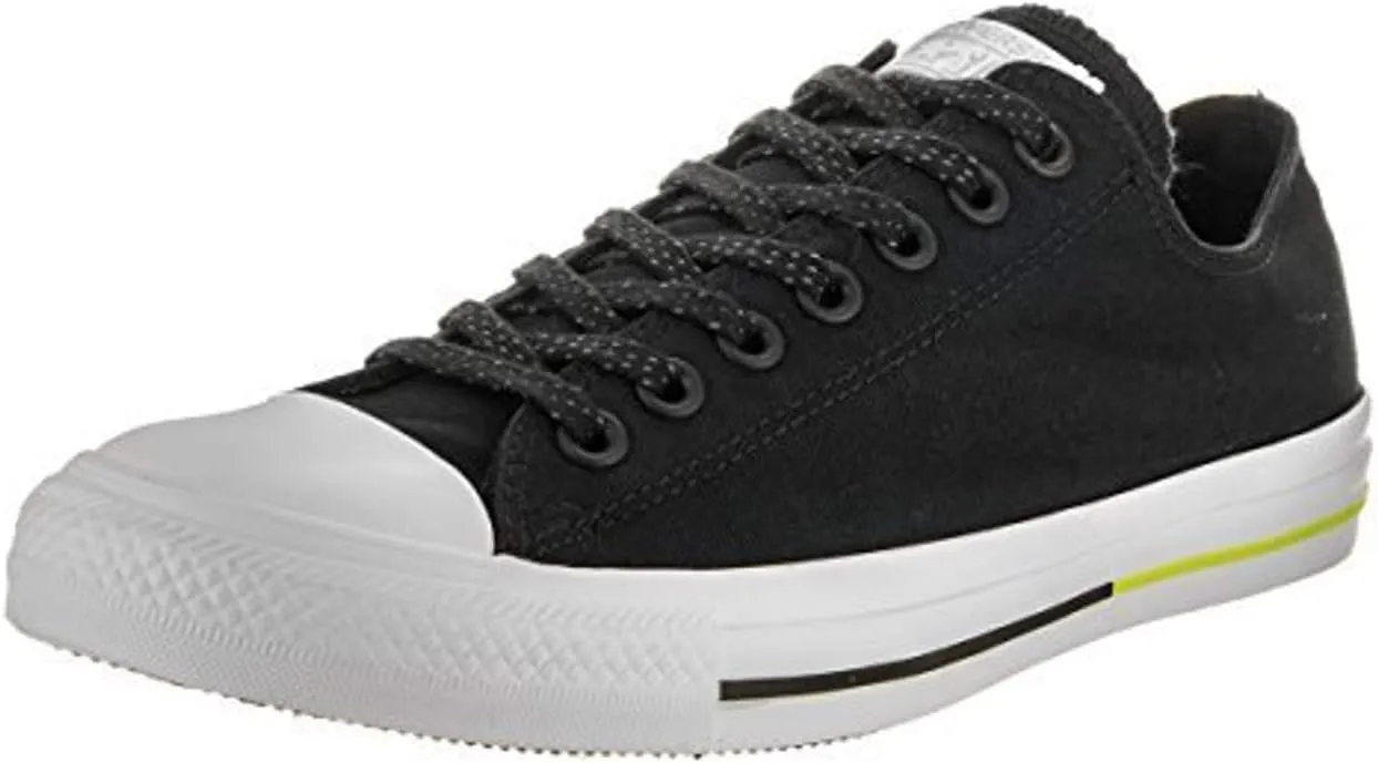 Converse Mens Chuck Taylor All Star Shield Canvas Ox Fashion Sneaker Shoe, Black/White/Volt, 7.5