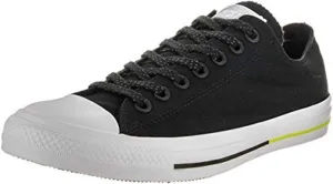Converse Mens Chuck Taylor All Star Shield Canvas Ox Fashion Sneaker Shoe, Black/White/Volt, 7.5