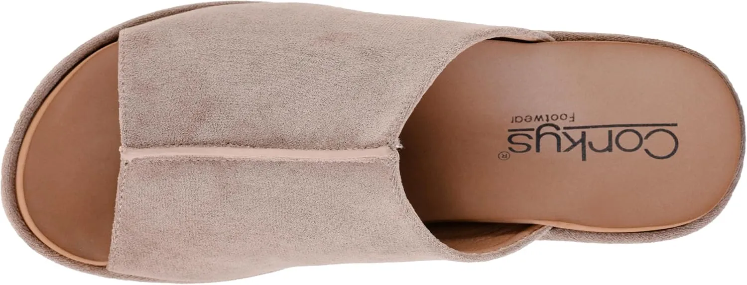 Corkys Footwear Here For It Slip-in 2.5 Inch Faux Suede Wrapped Wedge Sandal
