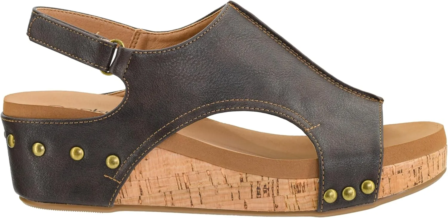Corkys Footwear Women's Volta II Wedge Sandal - 2 Inch Cushioned Wedge, Hook & Loop Closure for Comfort & Style, Perfect for Casual & Dressy Outfits, All Day Wear