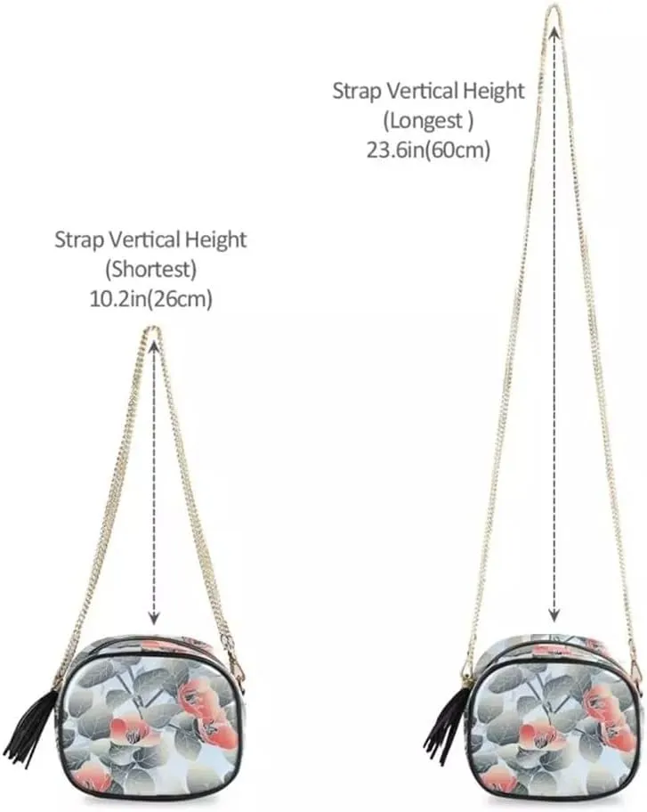 Crossbody Chain Bag and Handbags with Metal Chain Fashion Flower Small Package Shoulder Bag Women Leather Messenger Bag