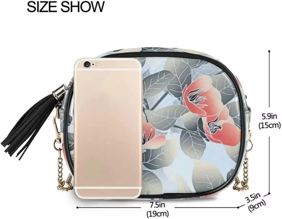 Crossbody Chain Bag and Handbags with Metal Chain Fashion Flower Small Package Shoulder Bag Women Leather Messenger Bag