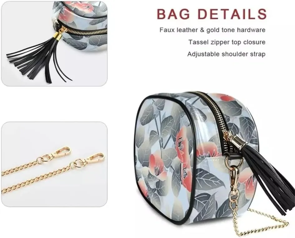 Crossbody Chain Bag and Handbags with Metal Chain Fashion Flower Small Package Shoulder Bag Women Leather Messenger Bag
