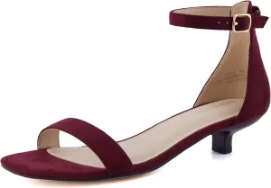 CUSHIONAIRE Solo Women’s Kitten Heel Dress Sandal – 1 Band Ankle Strap Heel with Cushioned Footbed & Faux Suede Upper