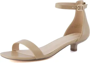 CUSHIONAIRE Solo Women’s Kitten Heel Dress Sandal – 1 Band Ankle Strap Heel with Cushioned Footbed & Faux Suede Upper