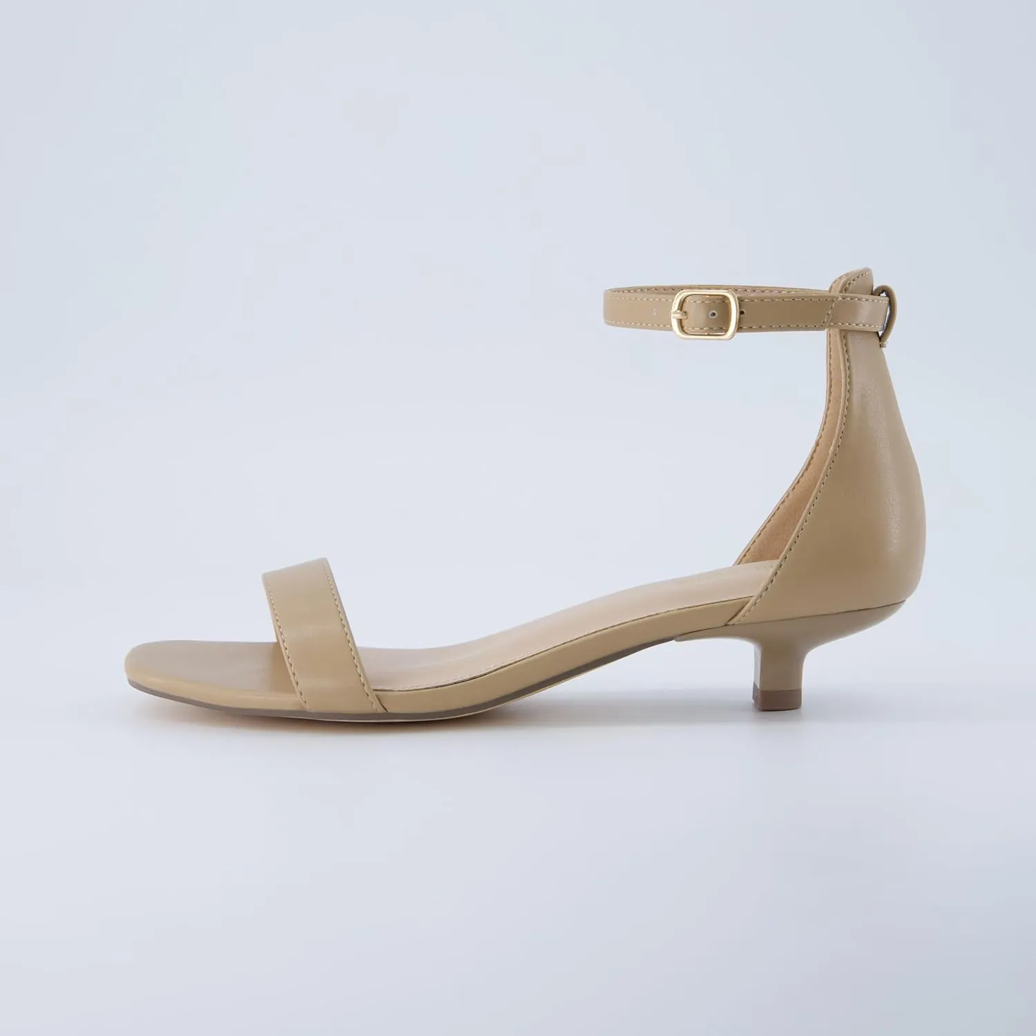 CUSHIONAIRE Solo Women’s Kitten Heel Dress Sandal – 1 Band Ankle Strap Heel with Cushioned Footbed & Faux Suede Upper