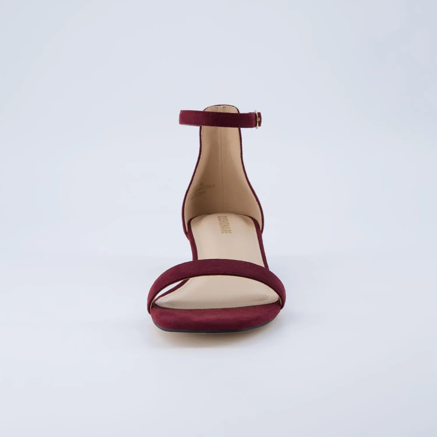 CUSHIONAIRE Solo Women’s Kitten Heel Dress Sandal – 1 Band Ankle Strap Heel with Cushioned Footbed & Faux Suede Upper