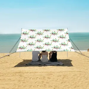 Cute Ducks Plants Beach Camping Tent Sun Shelter for Whole Family, Beach Shade Canopy with UPF50  UV Protection,Easy Set Up and Carry,Outdoor Shade for Trips, Fishing, Backyard Fun Picnics