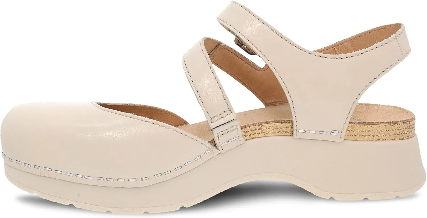 Dansko Rissa Closed Toe Sandal for Women - Unique and Stylish Shoe with Recycled Textile Linings and Leather Uppers - All-Day Legendary Comfort
