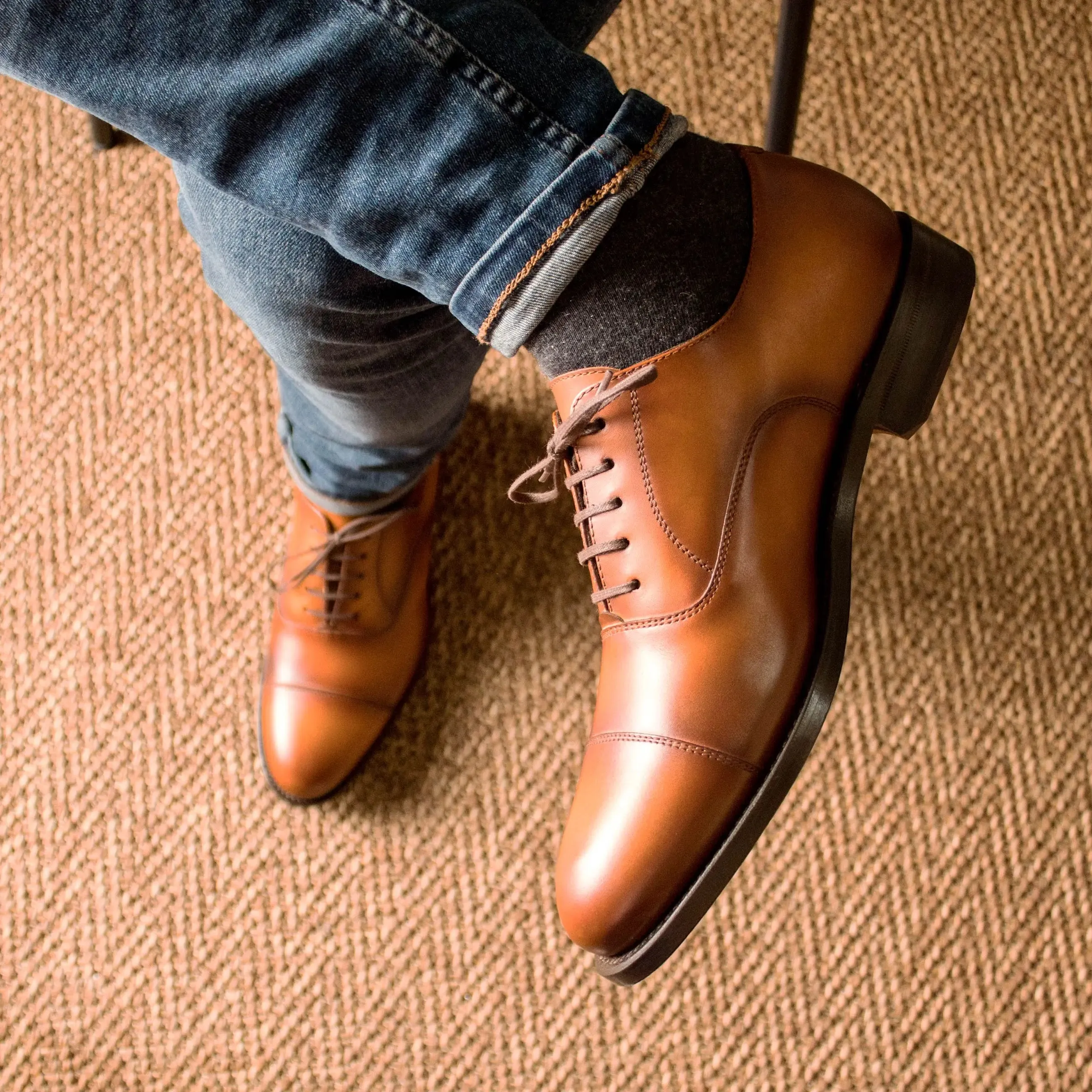 DapperFam Rafael in Brown Men's Italian Leather Oxford