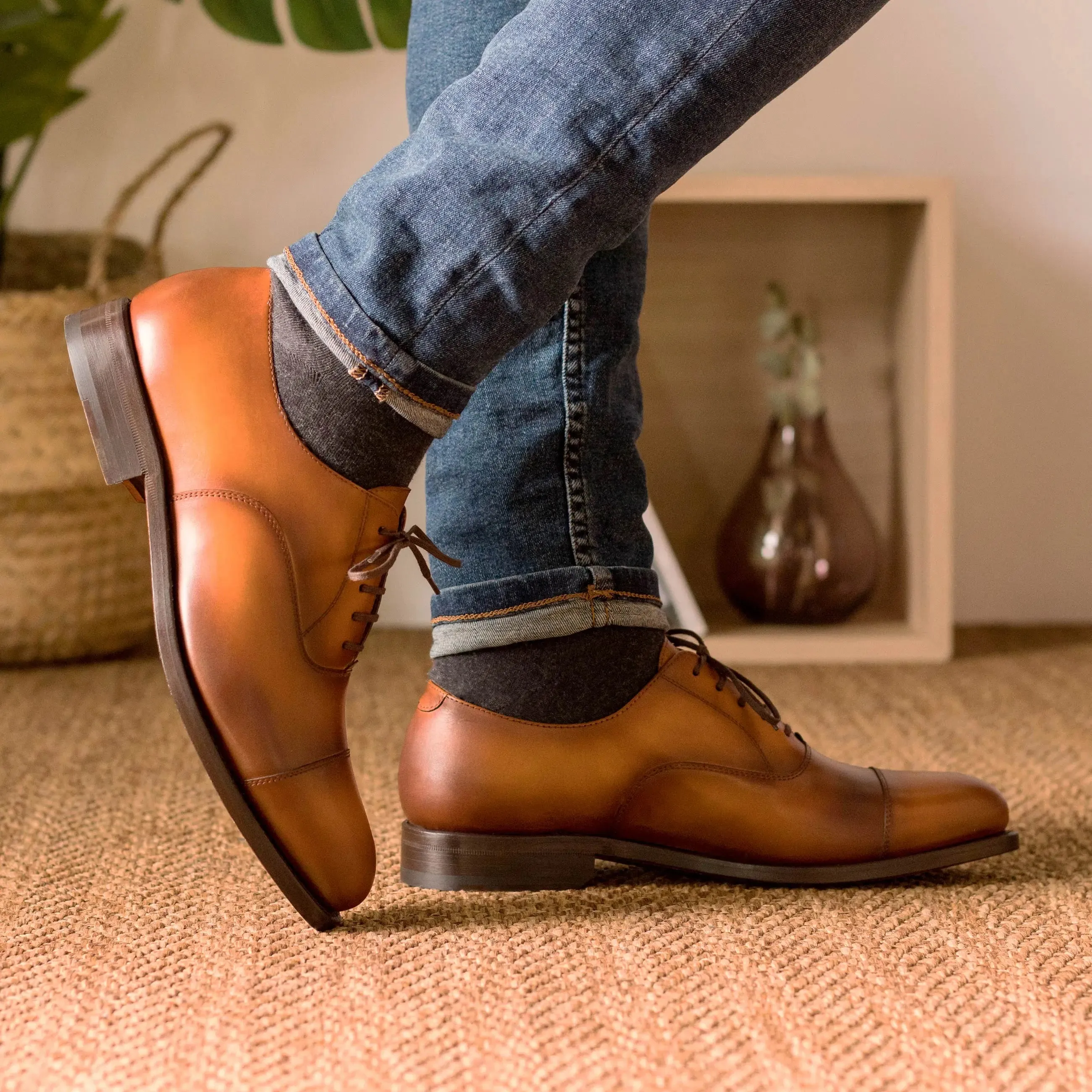 DapperFam Rafael in Brown Men's Italian Leather Oxford