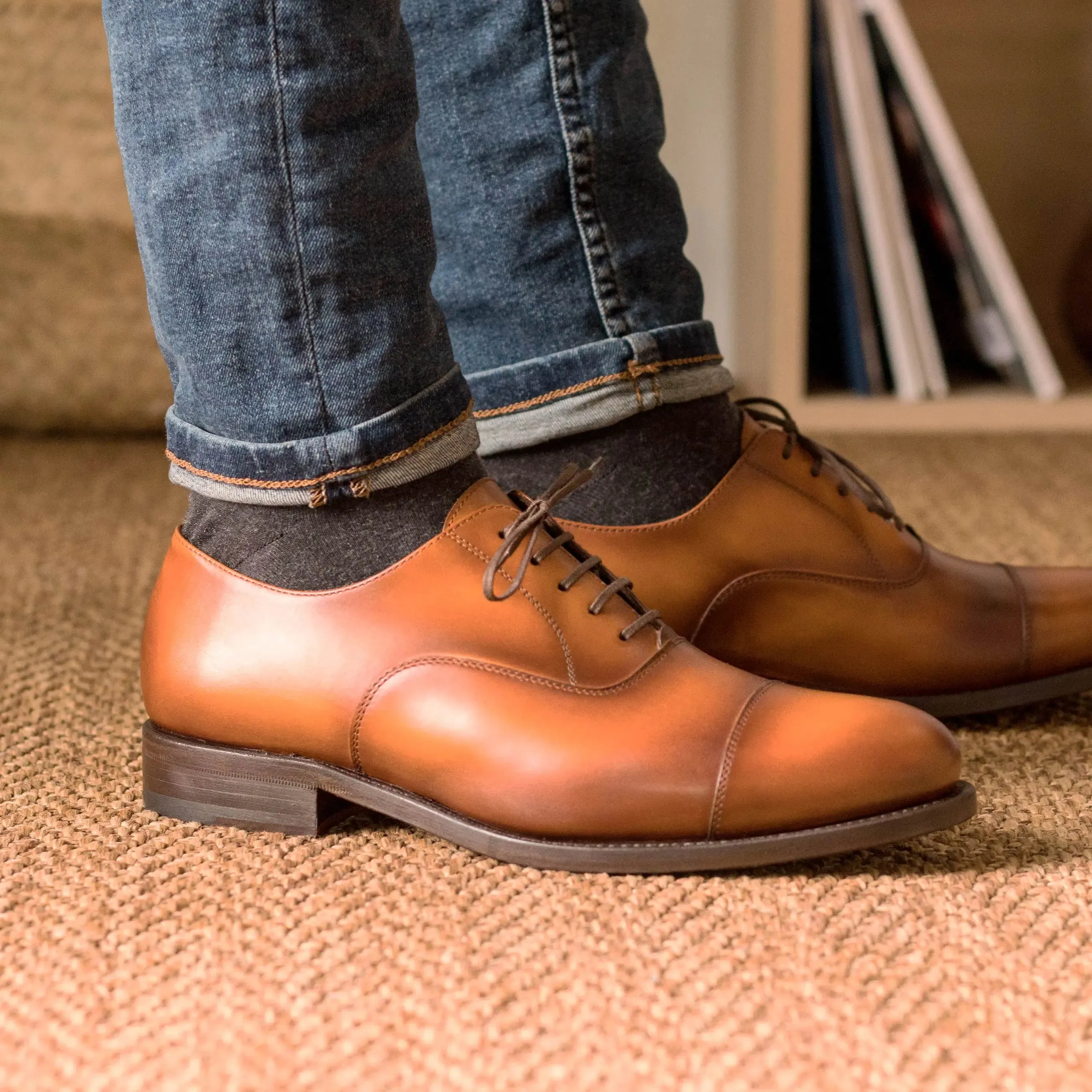 DapperFam Rafael in Brown Men's Italian Leather Oxford