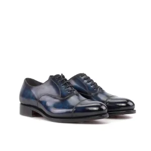 DapperFam Rafael in Denim Men's Hand-Painted Patina Oxford