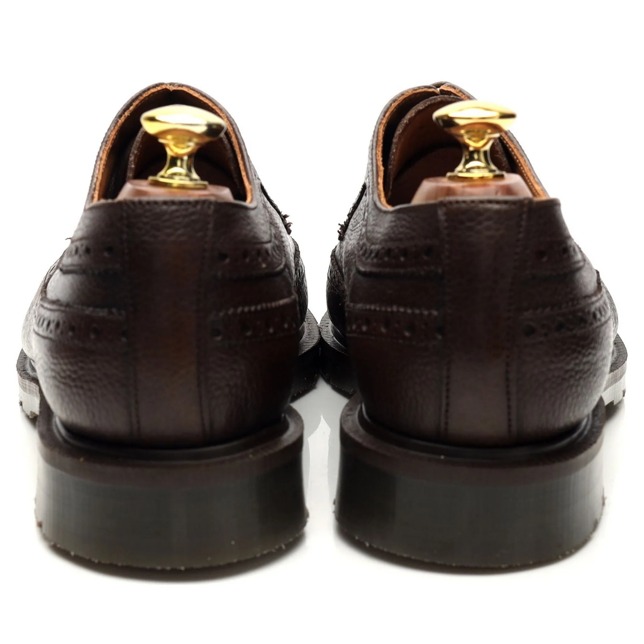 Dark Brown Grain Leather Derby Brogues UK 8.5