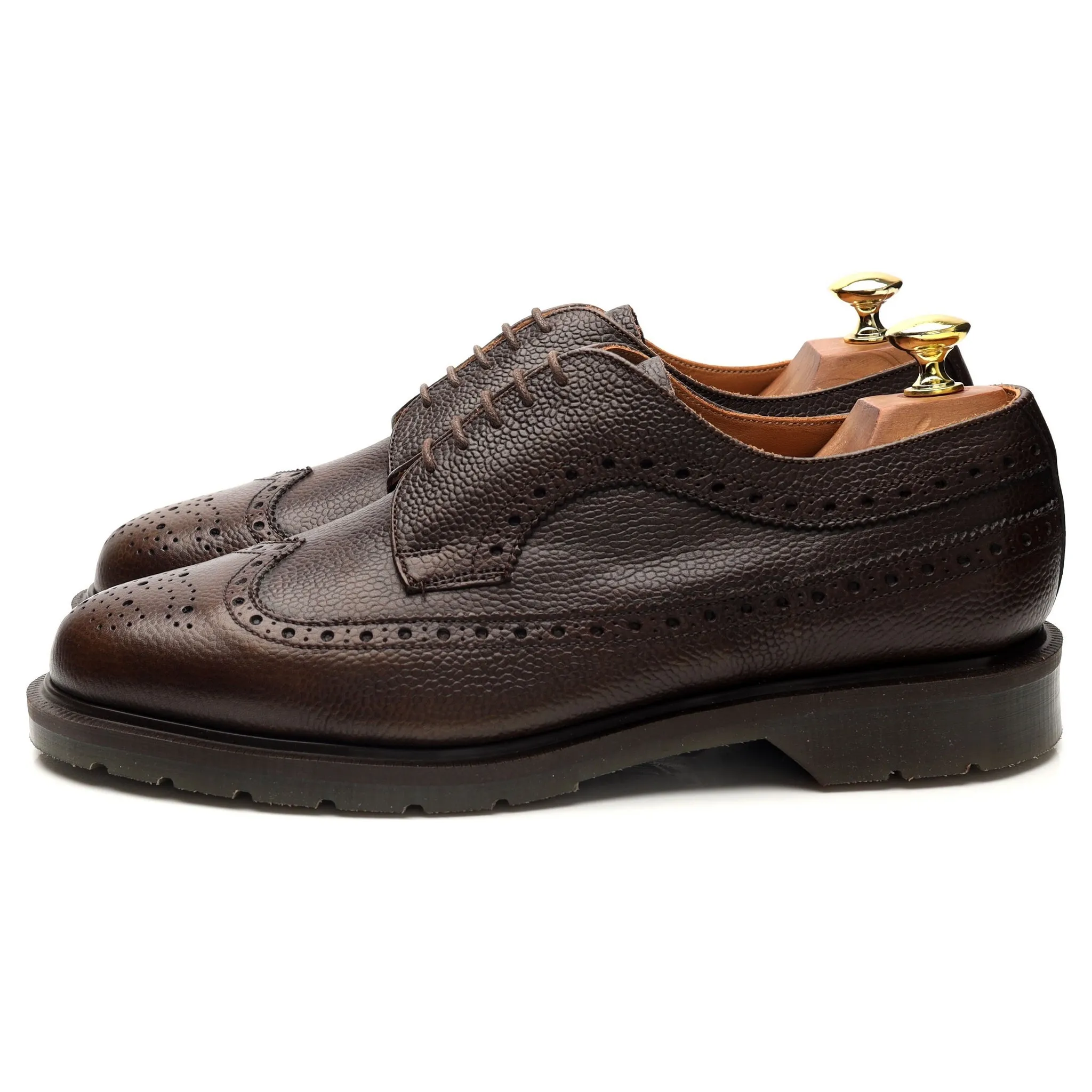 Dark Brown Grain Leather Derby Brogues UK 8.5