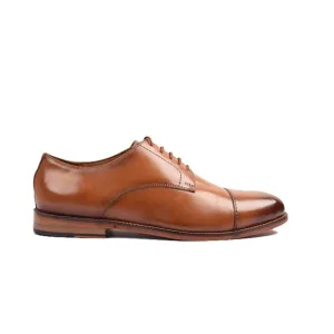Derby Blucher Captoe Brown Hand-Colored Leather Shoes