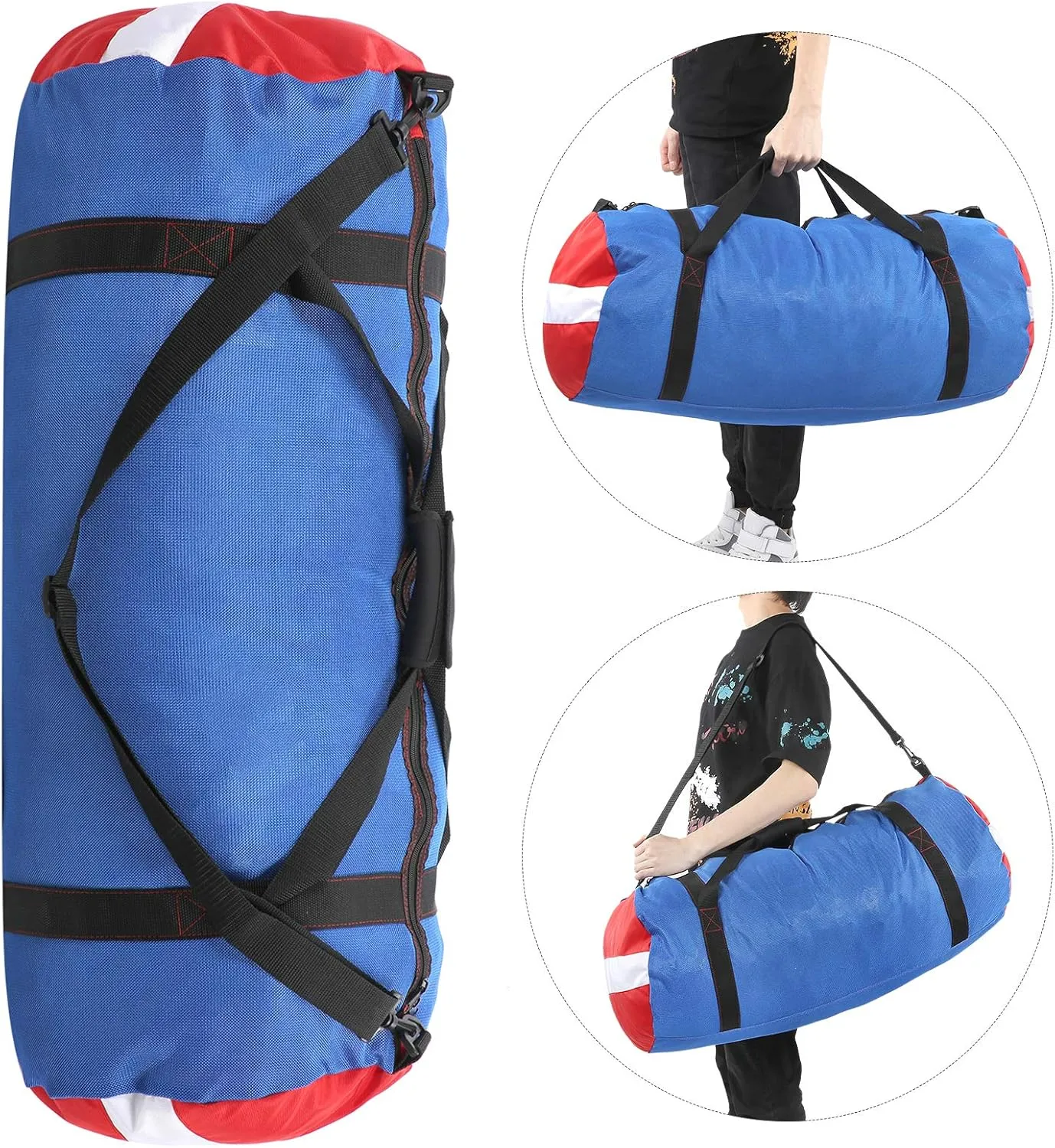 Diving Storage Mesh Shoulder Bag Pack Handbag Equipment for Flipper Wet Clothes PVC Oxford (Blue)