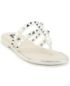 DKNY Women's Slip on Thong Sandal Flip-Flop, Ivory, 7.5