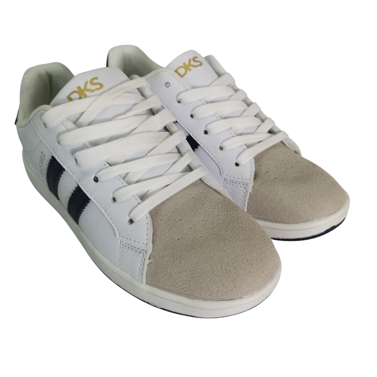 DKS Leather White Navy Sneakers