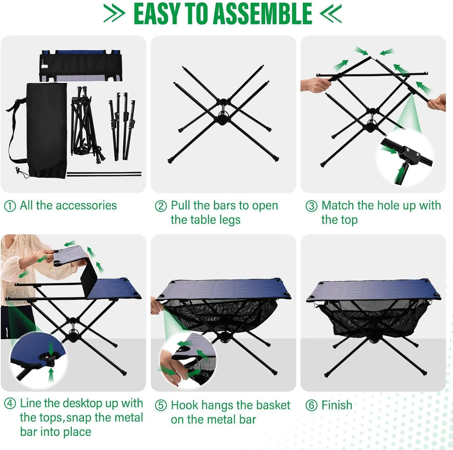 DOMIKING Dark Blue Purple Gradient Portable Camping Table Folding Picnic Tables with Carrying Storage Bag Backpacking Table for Hike Travel Outdoor 23.6 * 15.6 * 15 in
