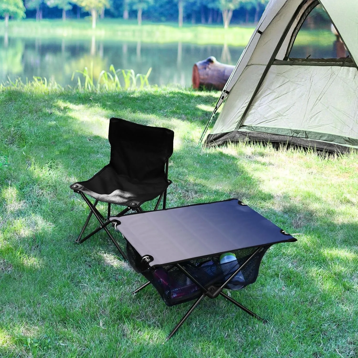 DOMIKING Dark Blue Purple Gradient Portable Camping Table Folding Picnic Tables with Carrying Storage Bag Backpacking Table for Hike Travel Outdoor 23.6 * 15.6 * 15 in