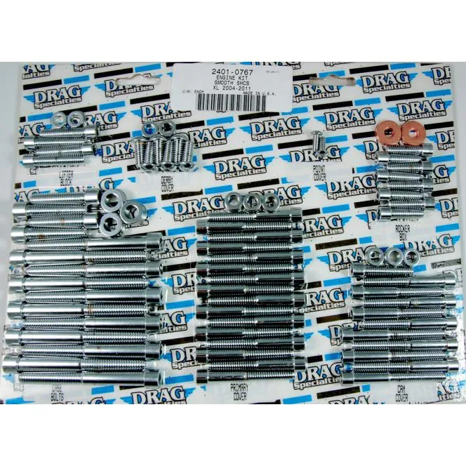 Drag Specialties Cam, Primary, Trans, Inspection, Derby Cover Chrome Socket-Head Bolt Set - Smooth MK188S