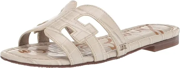 Edelman High-efficiency Leather Sam Sandals Ivory Big savings event Slide On Flat Bay Modern Round Toe Slip Croco