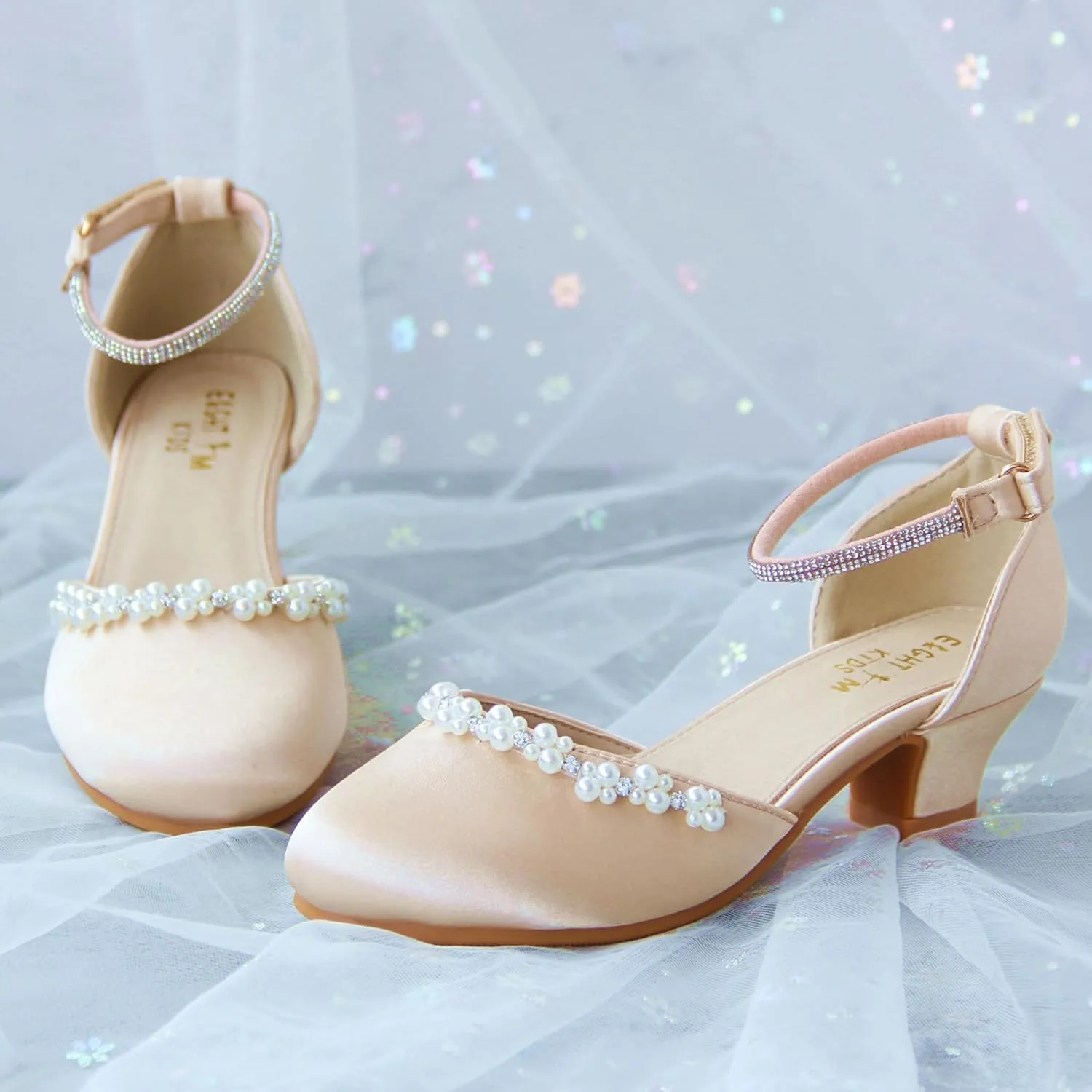 EIGHT KM Girls High Heels - Weeding Party Little Girl Heels Multi-Colored Ages 3-13 Years - High Heels for Girls & Kids - Wide Fit Toddler High Heels High Heels for Kids