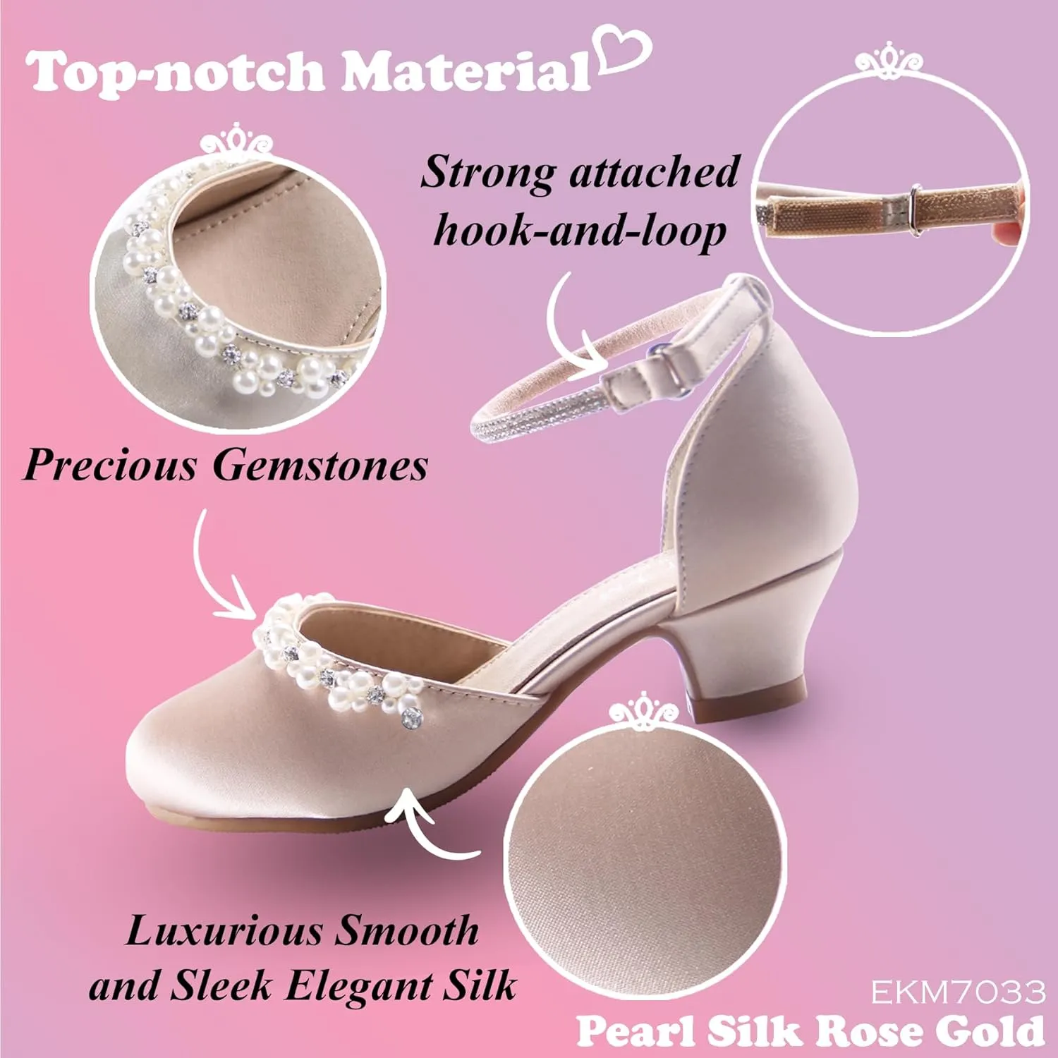 EIGHT KM Girls High Heels - Weeding Party Little Girl Heels Multi-Colored Ages 3-13 Years - High Heels for Girls & Kids - Wide Fit Toddler High Heels High Heels for Kids