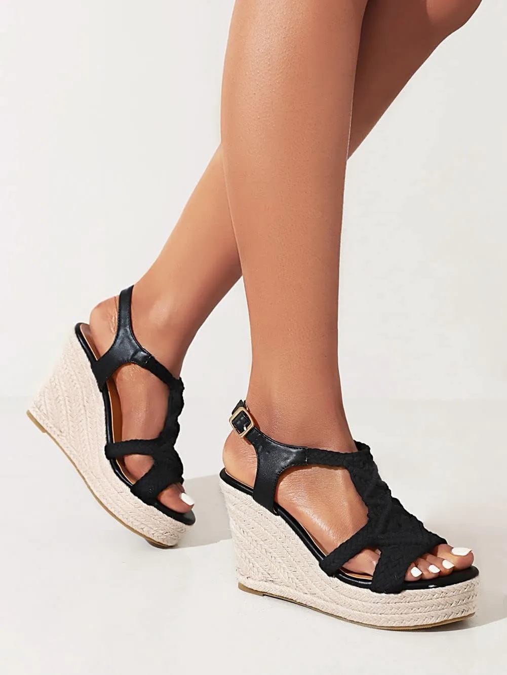 Espadrille Wedge Sandals for Women Comfortable Strappy Platform Sandals Casual Summer Shoes