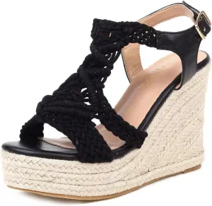 Espadrille Wedge Sandals for Women Comfortable Strappy Platform Sandals Casual Summer Shoes