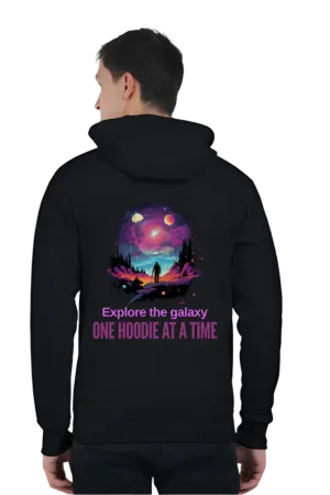 EXPLORE THE GALAXY - UNISEX BLACK HEAVYWEIGHT ZIPPER HOODIE