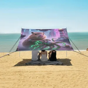 Fantastic Future World Capybara Beach Camping Tent Sun Shelter for Whole Family, Beach Shade Canopy with UPF50  UV Protection,Easy Set Up and Carry,Outdoor Shade for Trips, Fishing, Backyard Fu