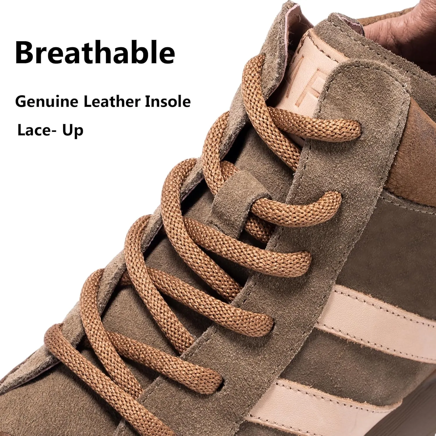Fashion Sneakers for Women, Lace Up Walking Shoes Genuine Leather Patchwork, High Top Oxford Rubber Comfortable Durable Non-Slip Men Unisex