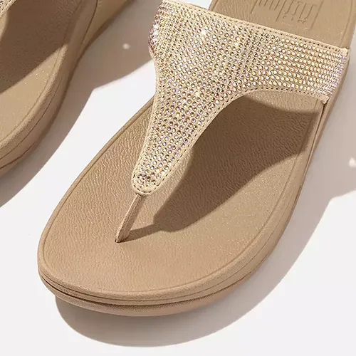 Fit Flop Ladies Crystal Toe Post Sandals - Lulu - Beige