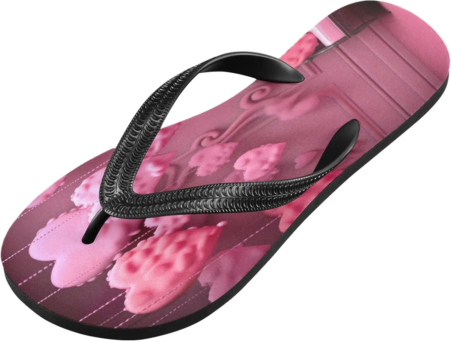 Flip Flop Sandal for Men Women Pink Romantic Balloon Summer Thong Sandal Beach Water Shoes,XS