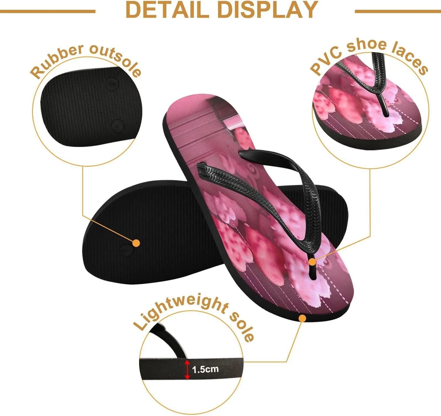 Flip Flop Sandal for Men Women Pink Romantic Balloon Summer Thong Sandal Beach Water Shoes,XS