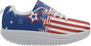 FOR U DESIGNS Breathable Women Swing Wedges Platform Shoes Floral Printed Lightweight Girls Sport Toning Sneakers