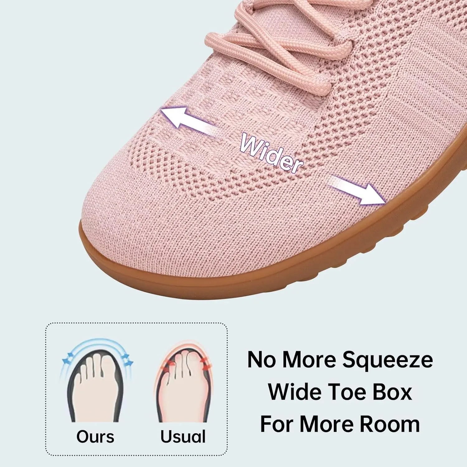Frank Mully Womens Walking Shoes Wide Toe Box Barefoot Shoes Knitted Fashion Sneaker with Arch Support