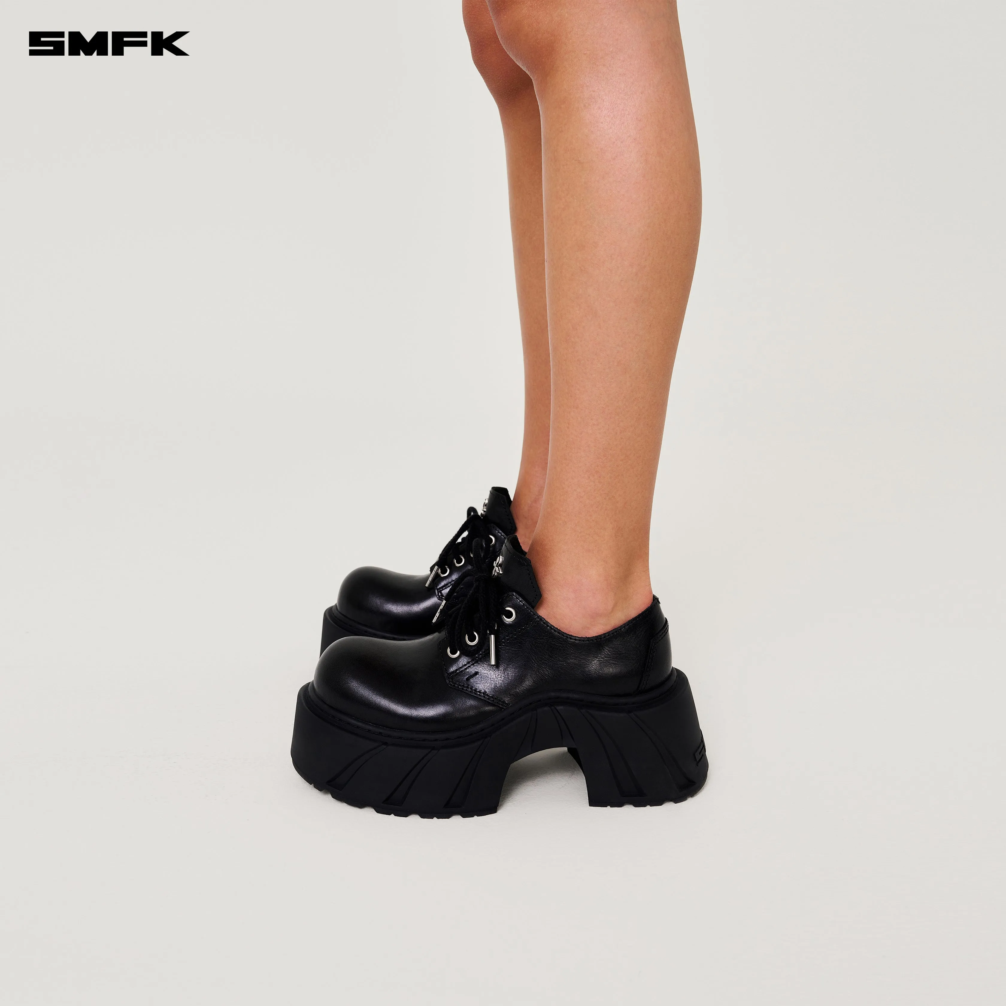 Future Mirage High Heeled Leather Derbies Wild Black