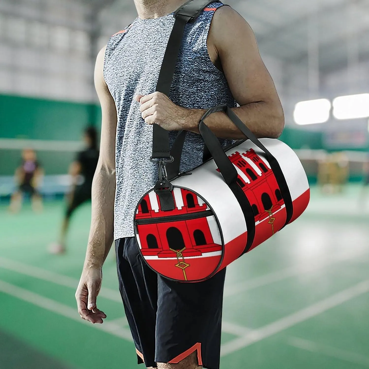 Gibraltar Flag Gym Bag with Wet Pocket Travel Duffel for Boys Girls Weekender Overnight