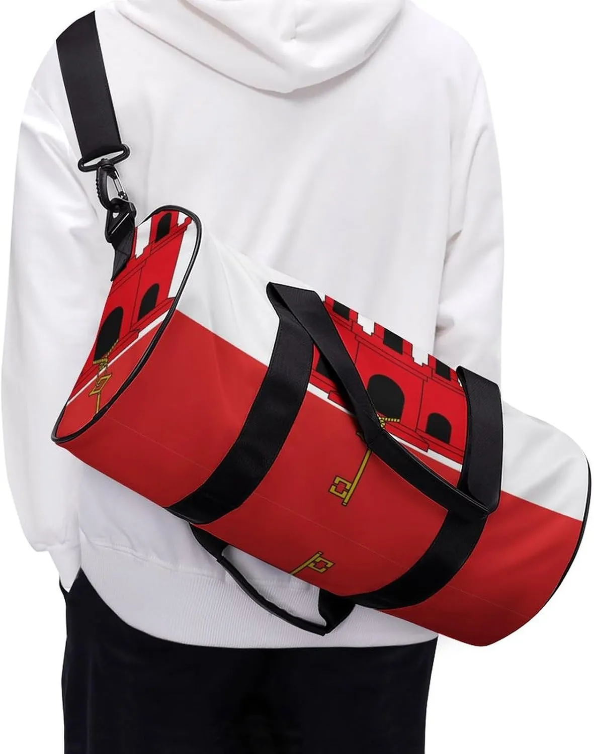 Gibraltar Flag Gym Bag with Wet Pocket Travel Duffel for Boys Girls Weekender Overnight
