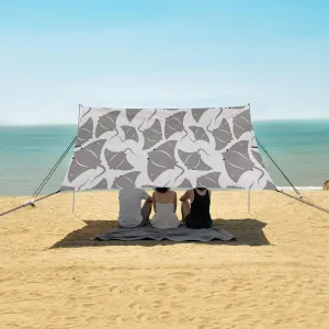 Grey Fish Pattern Beach Canopy Tent Anti-UV & Wind Resistant, Camping Sun Shelter Easy Setup Portable,Outdoor Shade Tents with Sandbags,Sand Shovels,Ground Pegs & Stability Poles