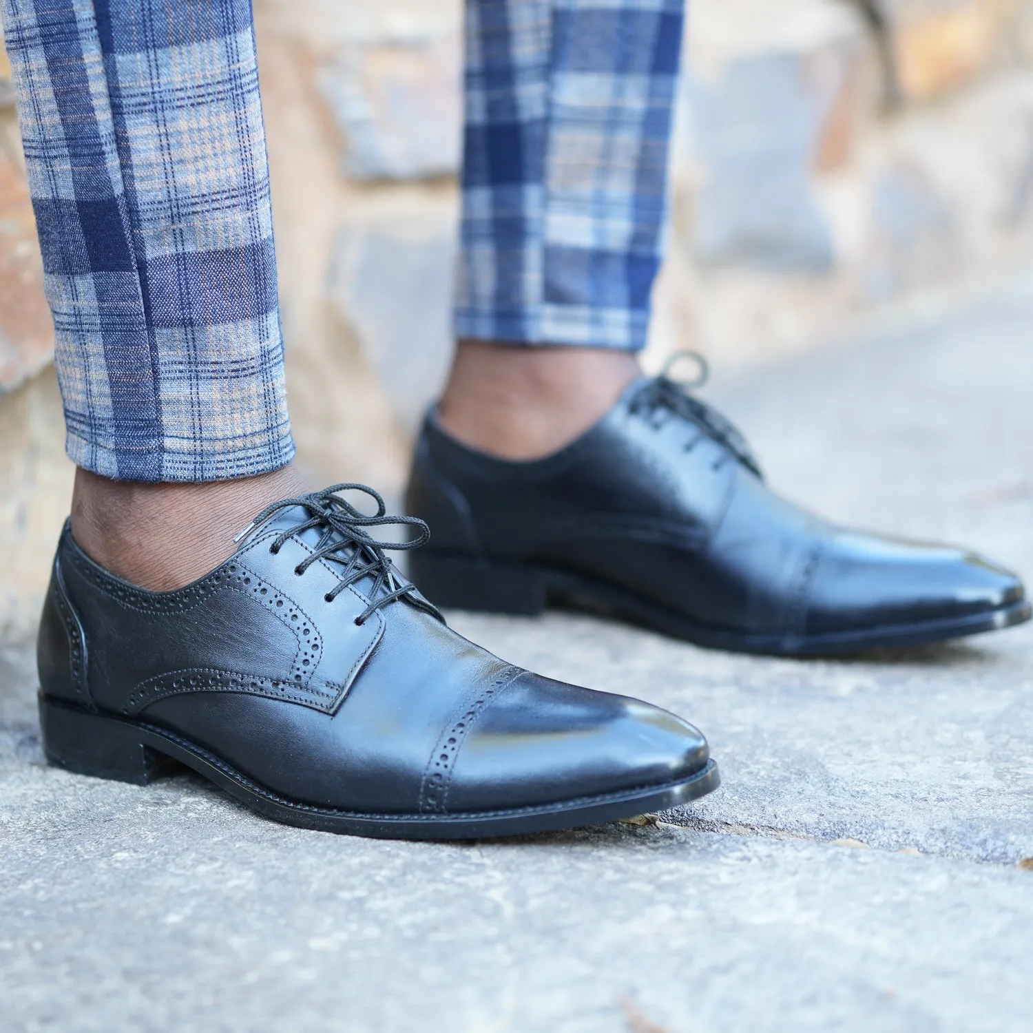 Handmade Brogue Oxford Lace-Up Full-Grain Leather Dress Shoes
