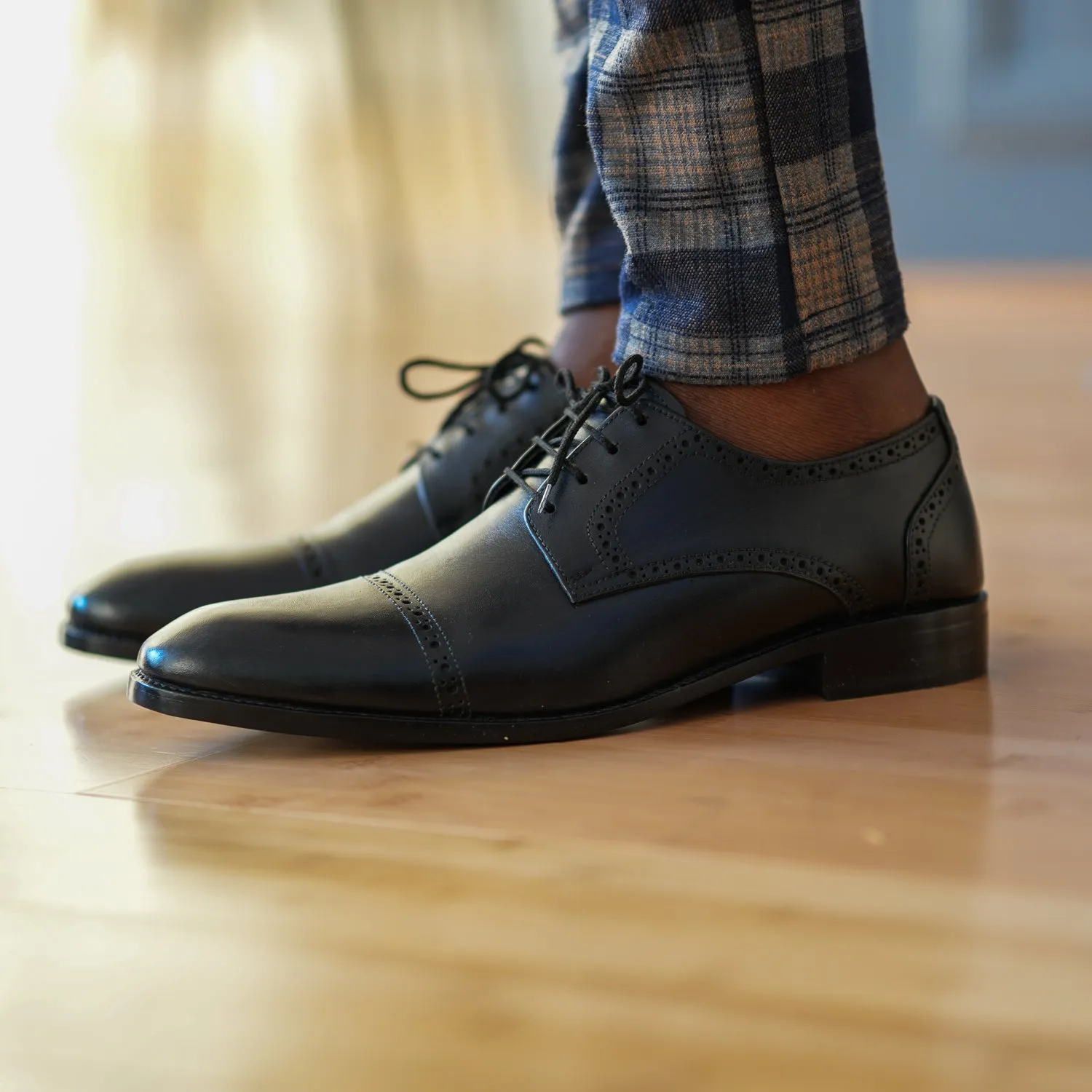 Handmade Brogue Oxford Lace-Up Full-Grain Leather Dress Shoes