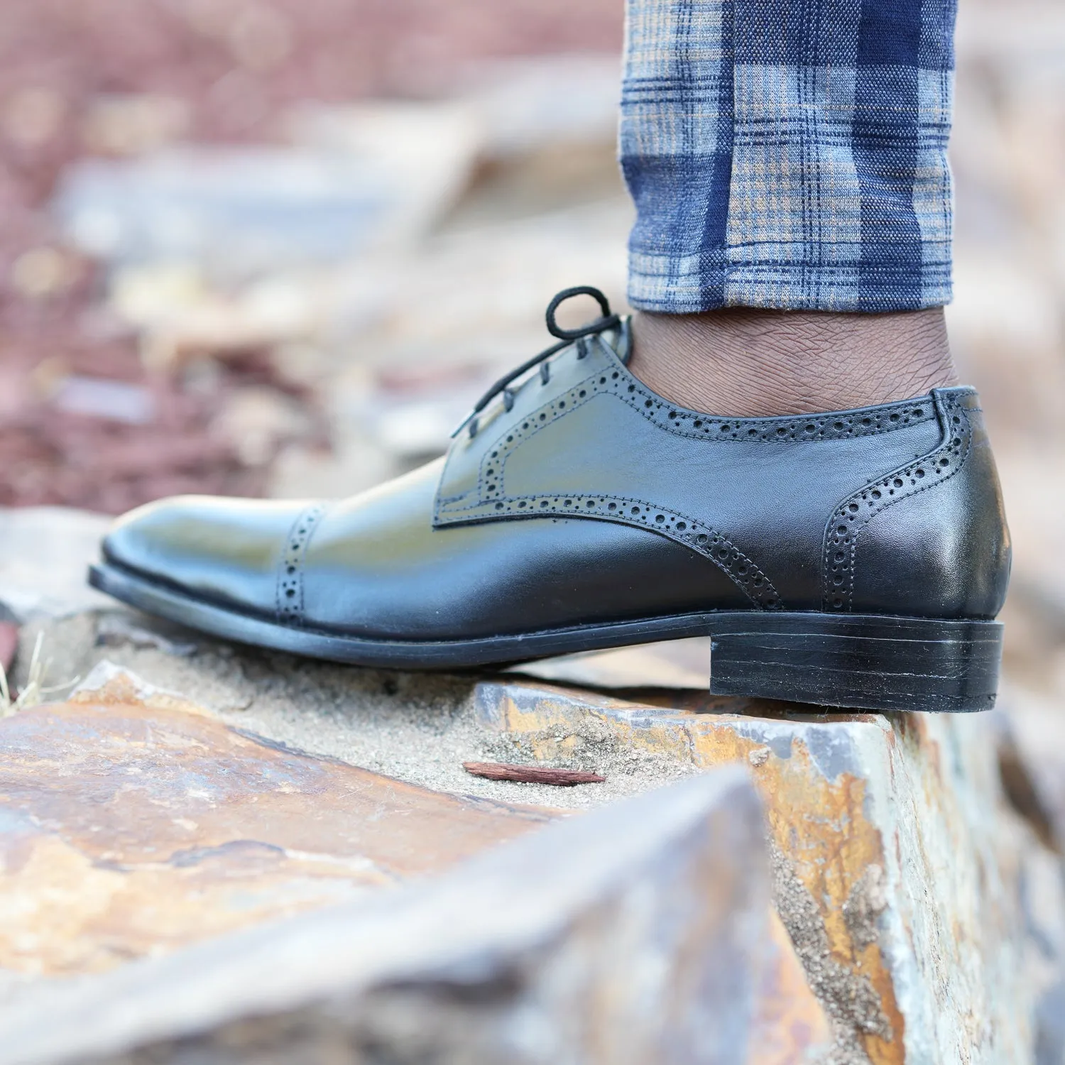 Handmade Brogue Oxford Lace-Up Full-Grain Leather Dress Shoes